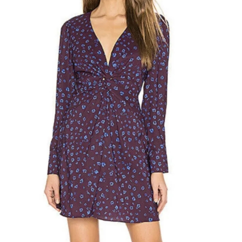 Parker Women's Bernette Long Sleeve V-Neck Twist Front Dress Sz 8
